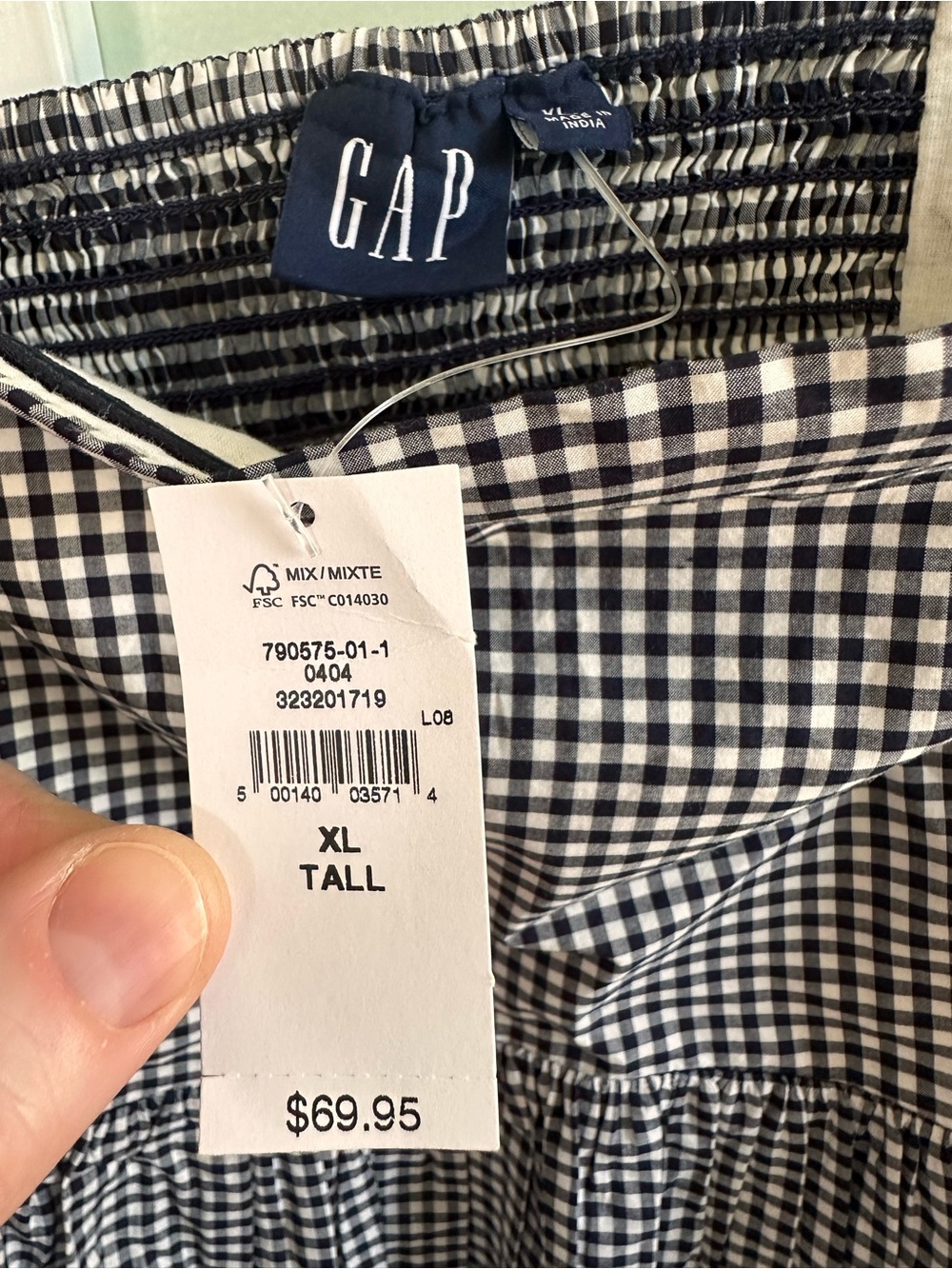 GAP Navy & White Gingham Bubble Top - Picture 4 of 6